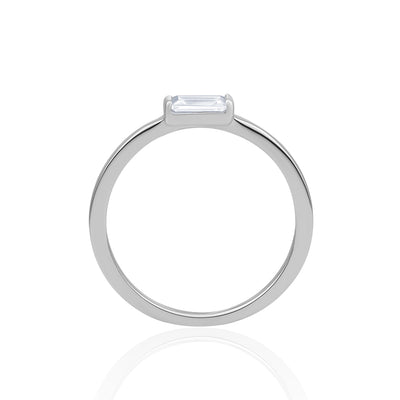 zilveren sparkling jewels sieraad ring met CZ steen transparant