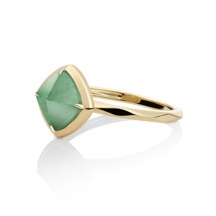 Edge Ring Green Aventurine | 9 carat