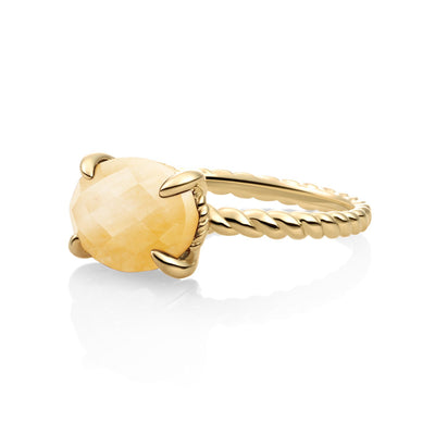 Twist Ring Yellow Jade - 9 carat