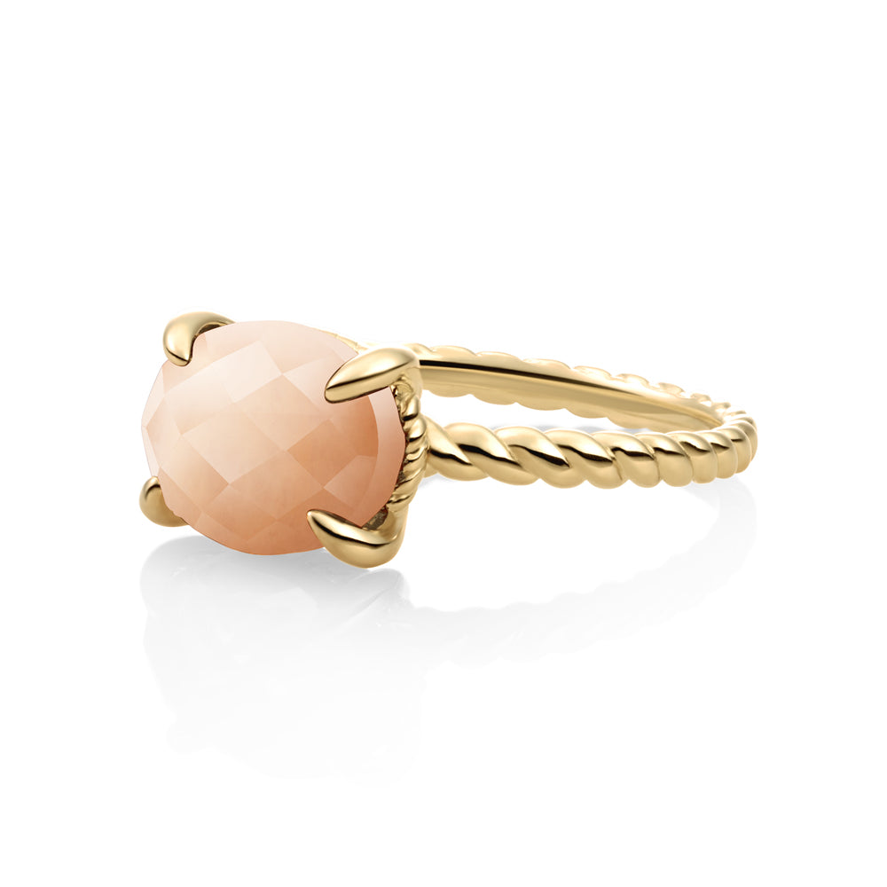 Twist Ring Peach Rhodonite - 9 karaat