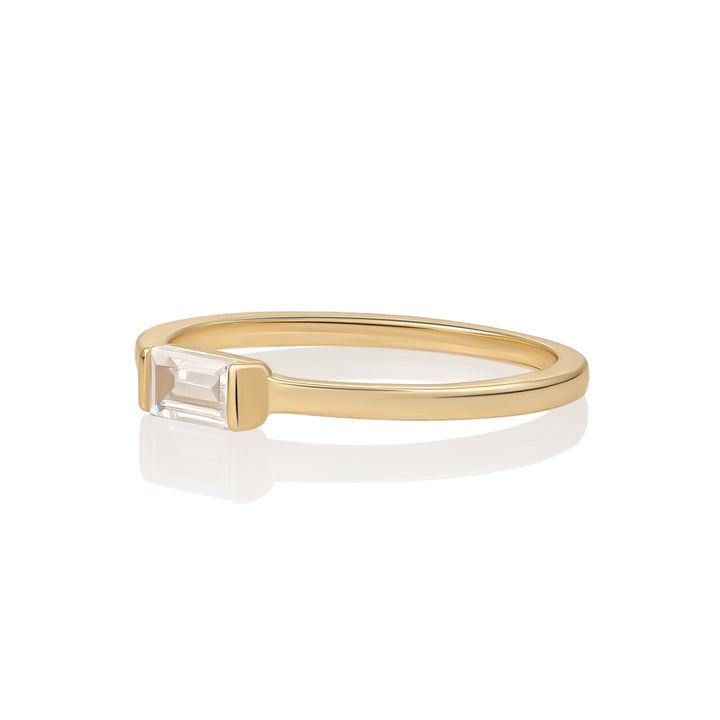 9 karaat gouden ring met baguette zirkonia steen transparant Sparkling Jewels