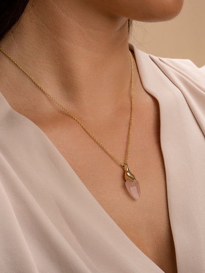 Rose Quartz Edge Mini Necklace Gemstones