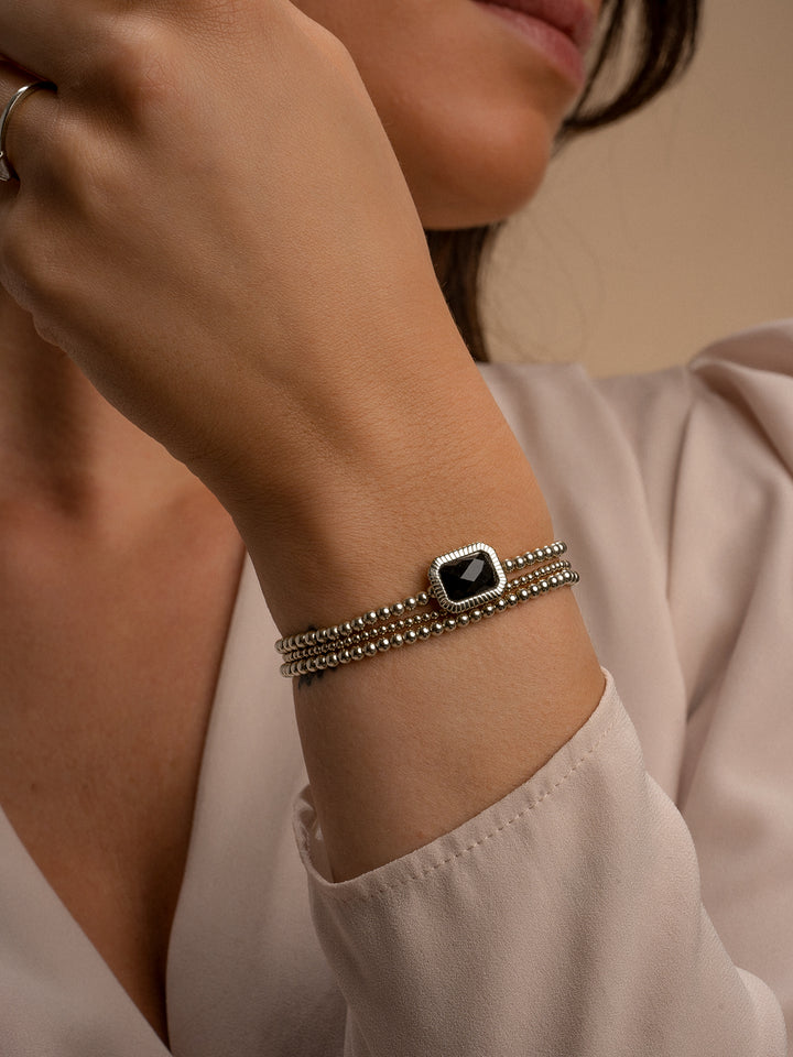 Echt zilveren armband met zwarte onyx edelsteen voor dames van Sparkling #kleur_zilver