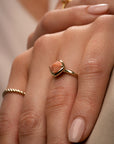 Edge Ring Peach Rhodonite | 9 karaat